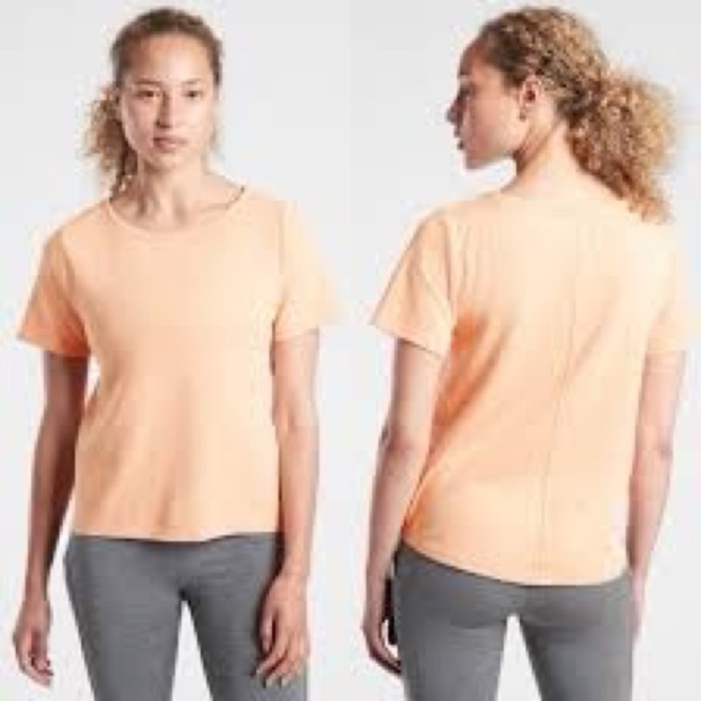 Athleta “sundown” boatneck tee orange L
